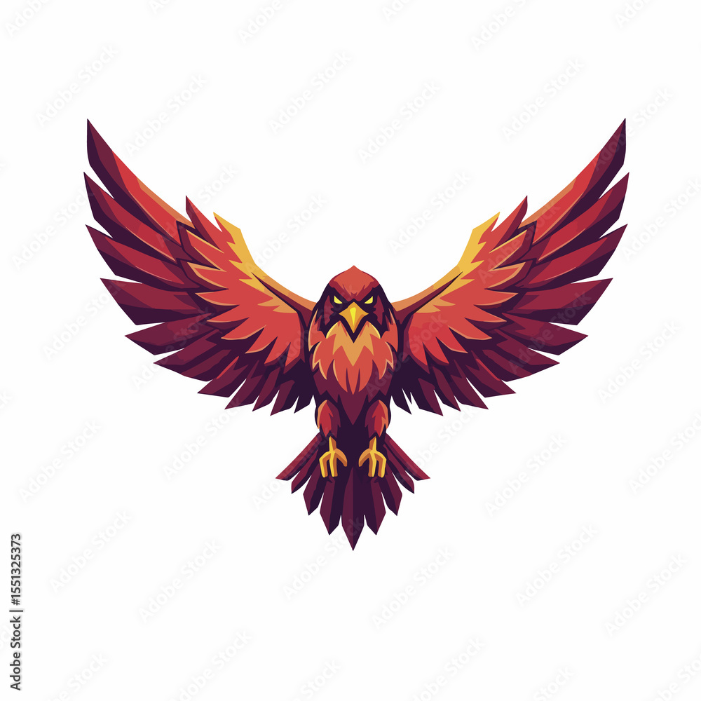 Fototapeta premium Majestic Pixelated Bird of Prey with Wings Spread Wide in Flight