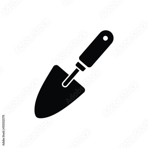 Black Silhouette Garden Trowel Vector Icon White Background