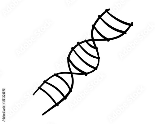 Hand drawn doodle icon of DNA structure. Outline chemical and medical symbol. Simple sketch style molecular biology clipart. Vector line illustration. Isolated on white.