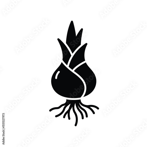 Black Silhouette Vector Garden Corm Icon plant
