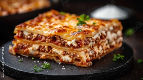 Wallpaper Mural A beautifully layered lasagna dish featuring rich meat sauce, creamy cheese, and perfectly cooked pasta, showcasing the deliciousness of homemade Italian cuisine. Torontodigital.ca