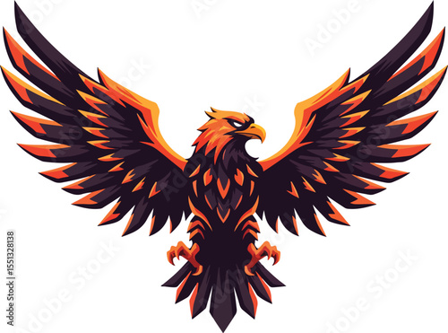 Majestic Firebird Rising with Powerful Wings Spread Wide in Glorious Flight