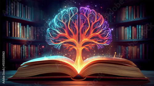 Radiant Book Lighting Up Library with Magic