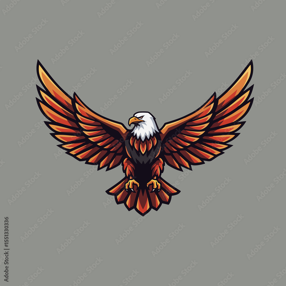 Fototapeta premium Majestic Eagle Soaring with Wings Spread Wide Ready for Flight in a Digital Art