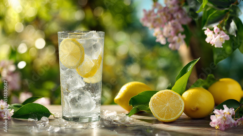 Sparkling Lemon Water Surrounded by Fresh Lemons