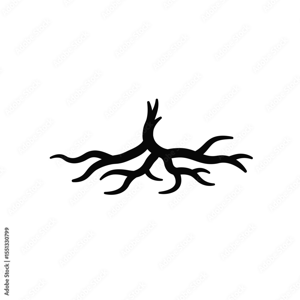 Fototapeta premium Black Silhouette Rhizome Vector Garden Plant Root Icon