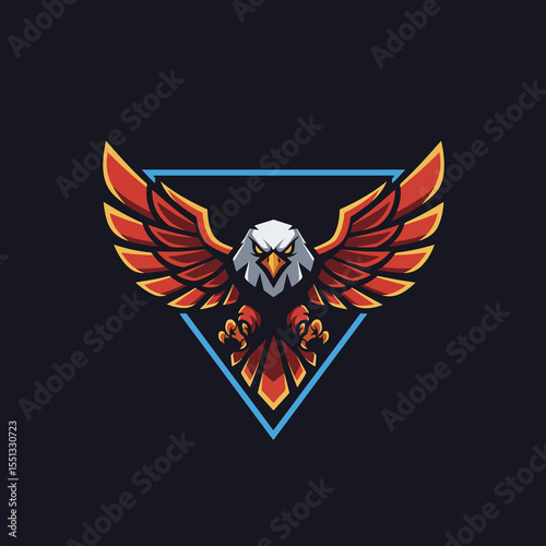 Majestic Eagle Ascending Within a Geometric Emblem Symbolizing Power and Freedom