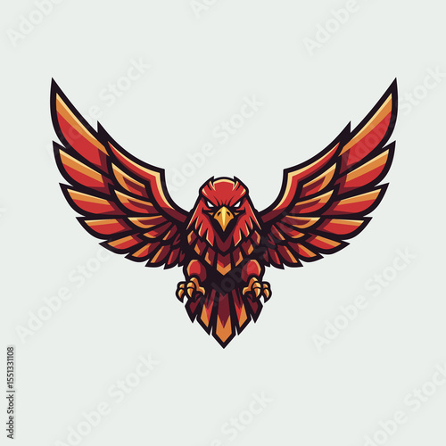 Majestic Fiery Phoenix Spreading Wings Ascending Towards the Sky