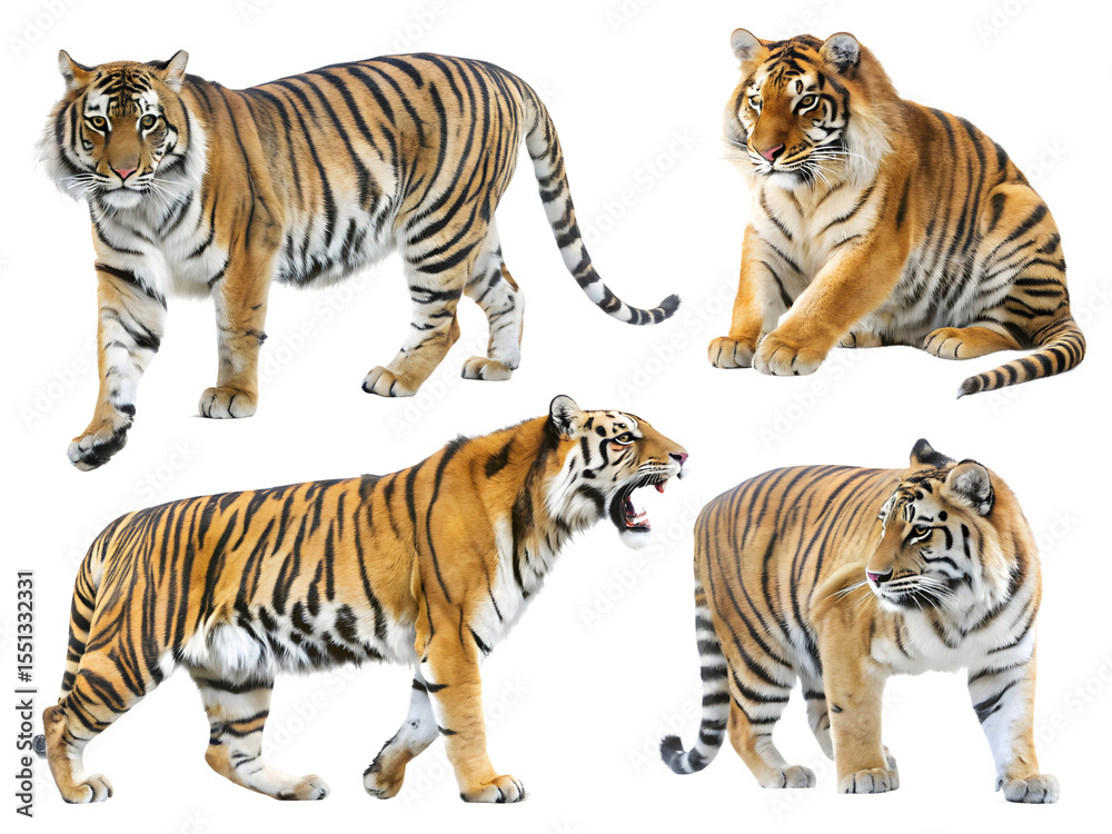Obraz premium Group tiger On transparent background