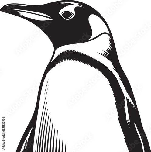Majestic Penguin A Striking Black and White Illustration