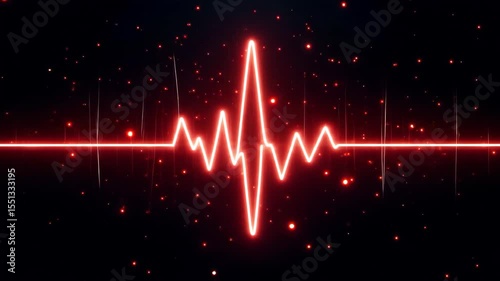 Animated heartbeat graphic in red on black background  