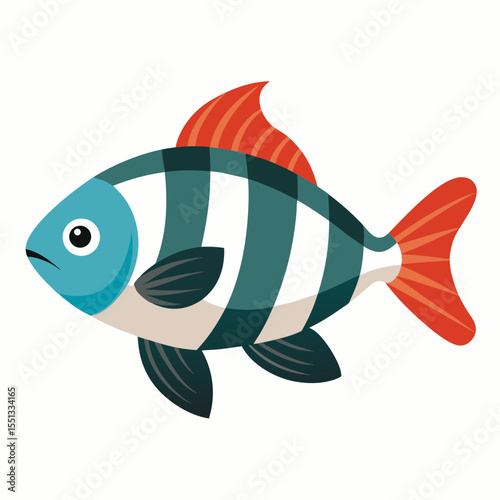 Colorful Cichlid Fish Graphic for Freshwater Aquarium Designs