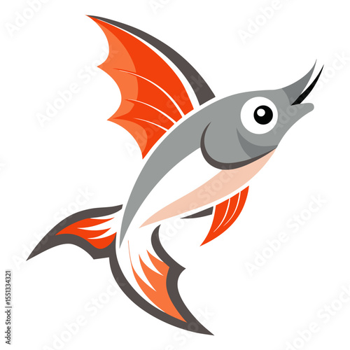 Exocoetidae Flying Fish Icon in a Clean Vector Art Style