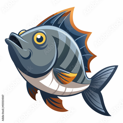 Schooling Grunt Fish Vector Icon for Marine Life Art