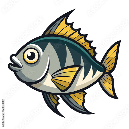Minimalist Grunt Fish Graphic for Saltwater Fish Illustrations