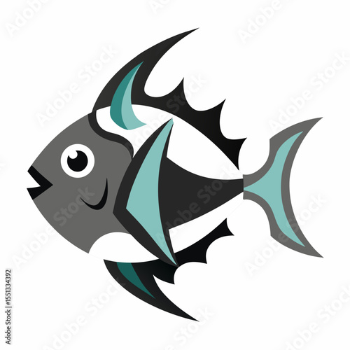 Simple Hatchetfish Vector Style Illustration on White
