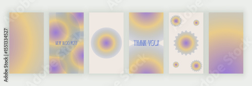 Radial blur gradient backgrounds for stories social media, personal blog, posters. Vector minimal aesthetic design banners	
