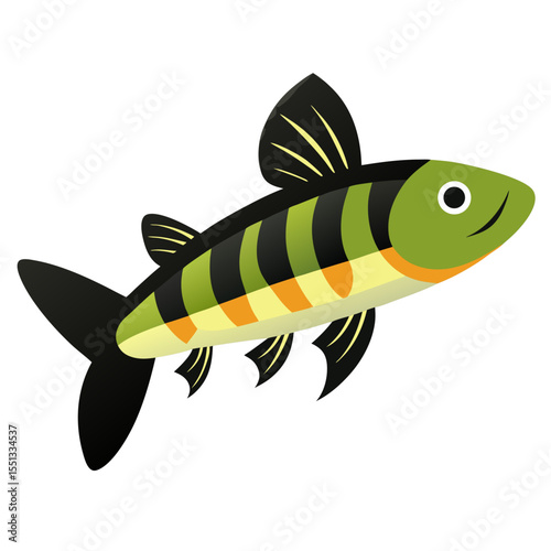 Clown Loach Fish Icon in a Clean Flat Vector Style