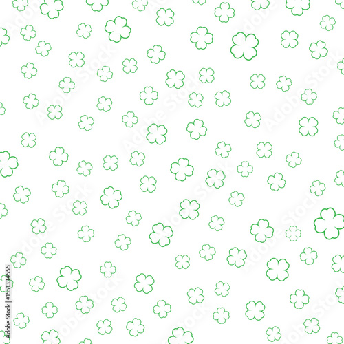 Clover pattern, shamrock leaf, green plant background for Saint Patrick Day.