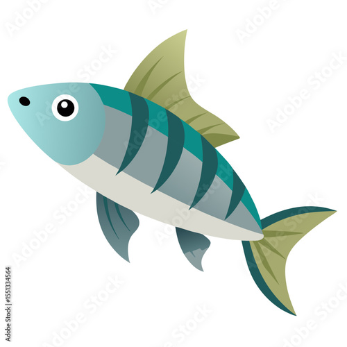 Stylized Cyprinidae Minnow Fish Vector Illustration