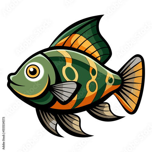 Simple Oscar Fish Vector Style Illustration on White
