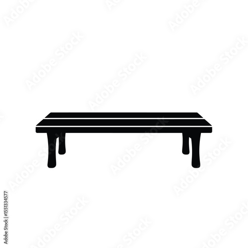 Black Silhouette Wooden Bench Vector Icon