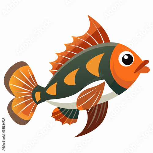 Cottidae Sculpin Bottom Dwelling Fish Vector Icon