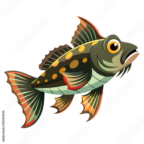 Simple Sculpin Fish Vector Design on a White Background