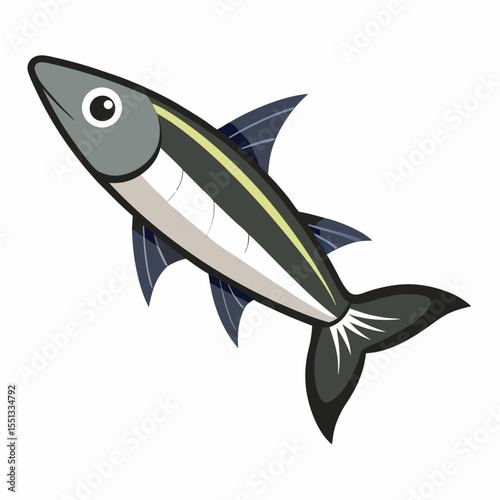 Simple Smelt Fish Vector Illustration on a White Background