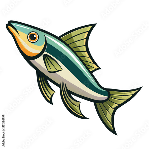 Minimalist Smelt Fish Graphic for Forage Fish Designs
