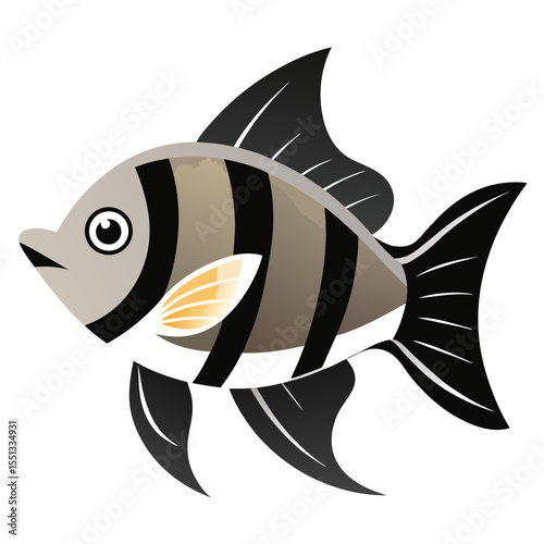 Simple Archerfish Vector Style Illustration on White Background