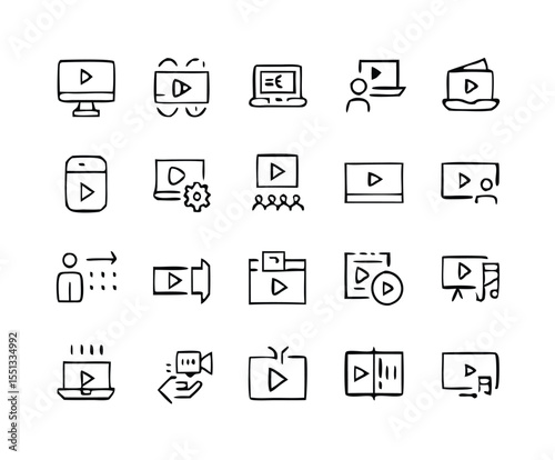 Cinema and movie icon set. with icon film roll, film strip, camera, clapperboard, reel, ticket. Movie and cinema icons. Movie Making and Video Editing, video production icon solid icon collection.