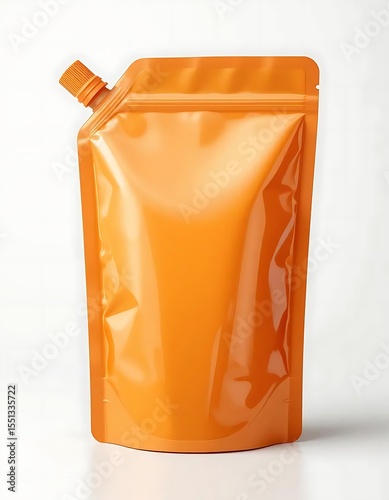 Vibrant orange spout pouch, ideal for beverage, food, or liquid product packaging