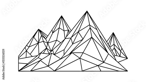 Geometric mountn peaks abstract line art vector illustration
