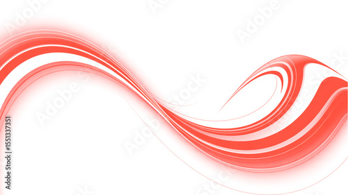 A digital art image of a bright pink and red light trail radiating from a central point against a pure white background.