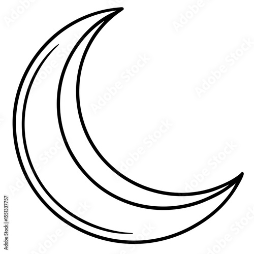 Minimal Crescent Moon Line Art