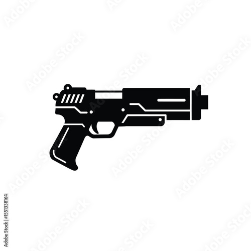 Black Silhouette Vector Laser Gun Icon White Background 1