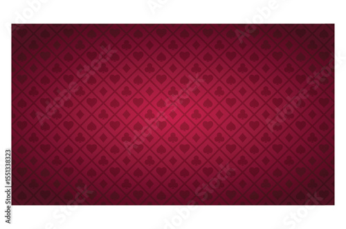 Poker table background in red color design. Vector illustration.