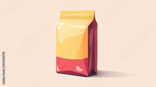 Wallpaper Mural A colorful, sealed paper bag with yellow and red sections casting a shadow on a light background. Torontodigital.ca