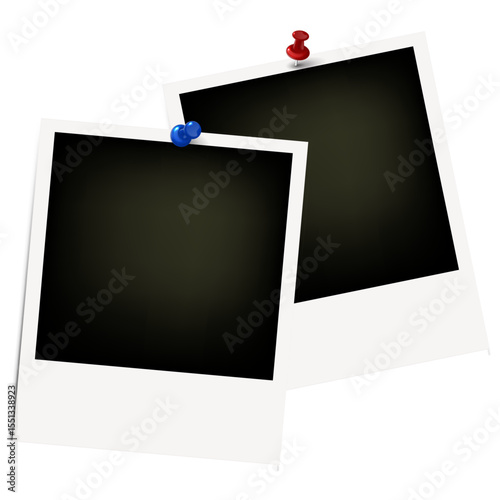 Empty photo frame mockup, realistic polaroid frame, white and black retro photo blank with shadow