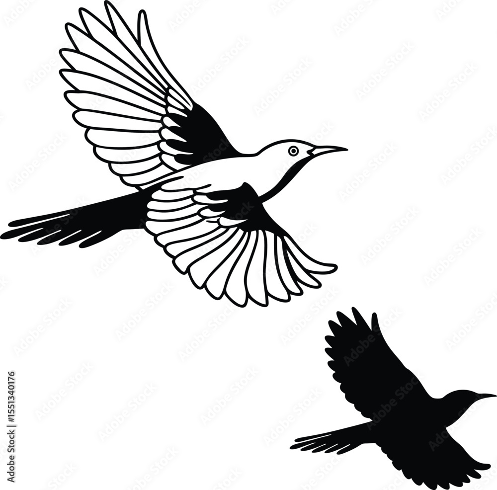 Obraz premium Nightingale Singing at Dawn Vector Illustration 