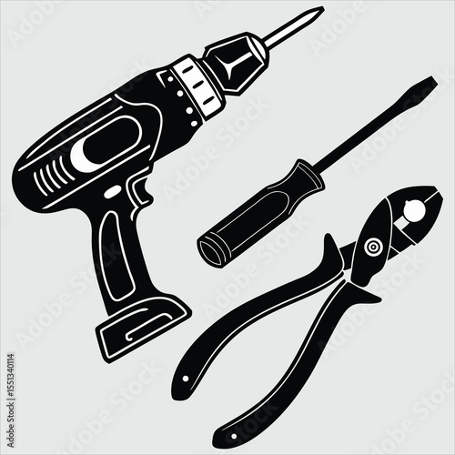 Set of line icons related to labor, construction, renovation. Outline icon collection. Vector illustration. Editable stroke.