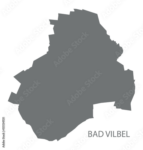 Bad Vilbel city map with boroughs grey illustration silhouette shape