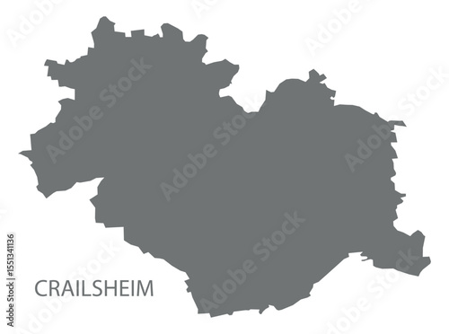 Crailsheim city map with boroughs grey illustration silhouette shape