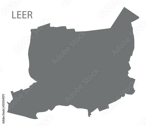 Leer city map with boroughs grey illustration silhouette shape