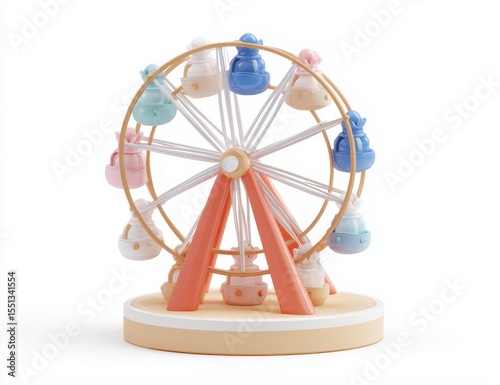 Pastel Ferris wheel on a light beige pedestal