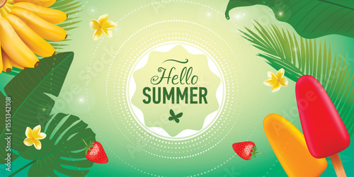 Hello Summer Vector Background Template Design