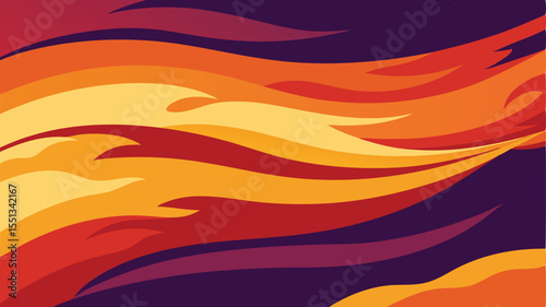 Abstract vector illustration of dynamic fire-like shapes in warm and vibrant earth tone color palette