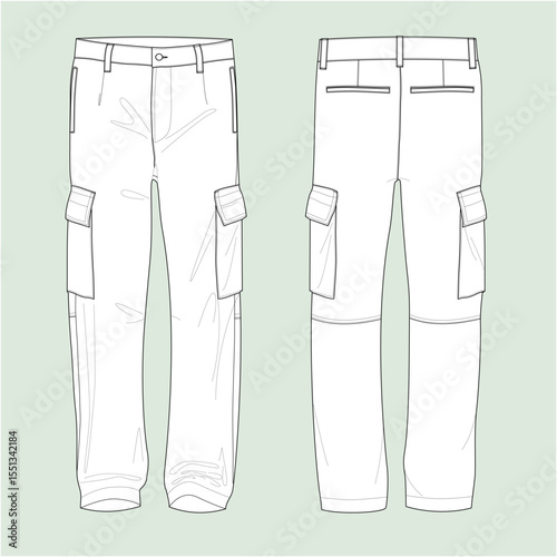 Vector illustration of denim. Silhouette of stretch denim. Cargo denim.