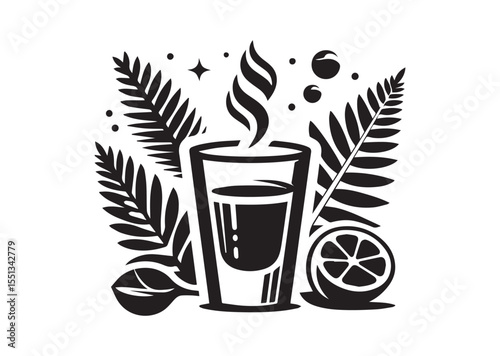 Espresso shot Glass silhouette vector, Glass Icon